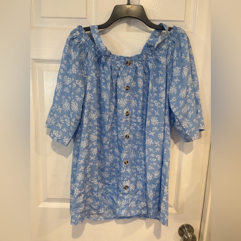 Blue Floral Women's Top